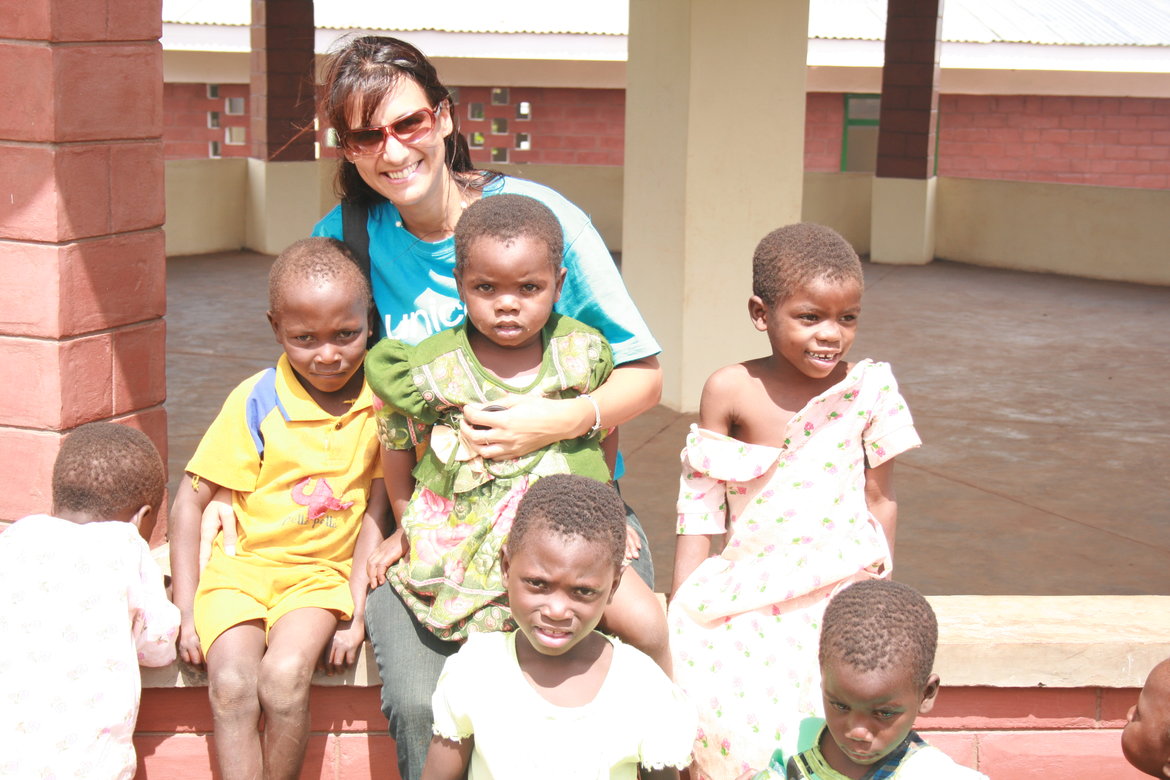 Gaelle Mogli with African kids